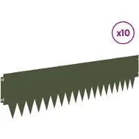 vidaXL Gazonrand 10 st 103 x 25 cm Steel Olijfgroen