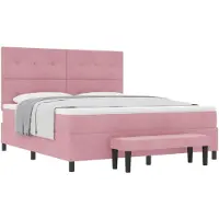 vidaXL Boxspring bed met hoofdeinde Roze 200 x 180 cm Fluweel