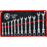 Bgs Spanner, Ratelringsleutelset flexibele koppen SW 8 - 19 mm 12 stuks. (15 mm, 13 mm, 9 mm, 16 mm, 10 mm, 14 mm, 18 mm, 11 mm, 12 mm, 17 mm, 8 mm, 19 mm)