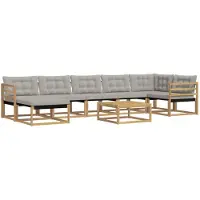 vidaXL Buiten bank set 8 st Wit en Lichtgrijs Massief Acacia Hout
