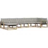 vidaXL Buiten bank set 7 st Wit en Lichtgrijs Massief Acacia Hout