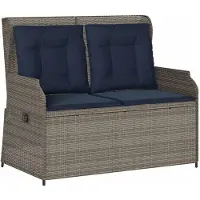 vidaXL Ligbank voor in de tuin met kussens grijs poly rattan