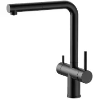 Pure.Sink Elite Steel Clear-S Mat zwart 3-weg Keukenkraan met Uittrekbare Uitloop en Gefilterd Water PS8120-10