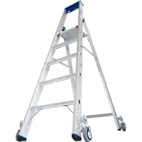 Krause Aluminium trapladder, verrijdbaar, 6 treden