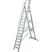 Krause Trapladder, met groot platform, aluminium, met 14 treden