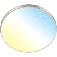 Briloner Competo - LED Plafondlamp - CCT kleur temperatuurregeling - met afstandsbediening - sterrenhemel effect - dimbaar - Ø38 cm - nikkel