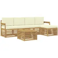 vidaXL Buiten bank set 6 st Wit en crèmekleurig Polyester