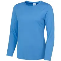 Just Cool Neoteric Ademend dames-T-shirt met lange mouwen Sapphire Blue - Just Cool JC012 - Maat XS