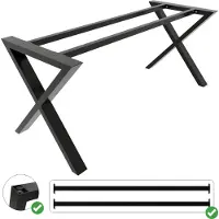 MetaloPro Tafelonderstel Belaga - Zwarte X-Vorm Stalen Constructie - Modern Industrieel Frame Voor Eet-, Werk- En Vergadertafels 120x70x72cm