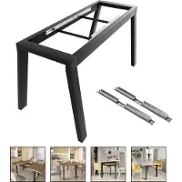 MetaloPro Tafelonderstel Thusia Split - Zwart Metalen Uitschuifbaar Frame Voor Eet- En Werktafels In Moderne Huishoudens En Kantoren - 140x70x72cm
