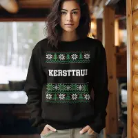 B&C Foute Kersttrui - Kleur Zwart - Met Tekst Kersttrui College - Maat L - Uniseks Pasvorm - Kerstkleding voor Dames & Heren