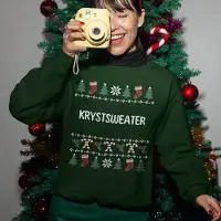 B&C Friese Kersttrui Groen Krystsweater - Maat XS - Uniseks Fit - Kerstkleding Voor Dames & Heren
