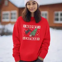 B&C Foute Kersttrui - Kleur Rood - Meowy Catmas - Maat XL - Uniseks Pasvorm - Kerstkleding voor Dames & Heren