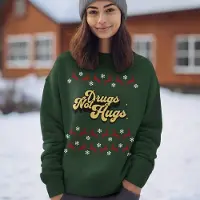 B&C Lekker Waus Foute Kersttrui Groen - Drugs Not Hugs - Maat XL - Kerst Outfit Dames & Heren