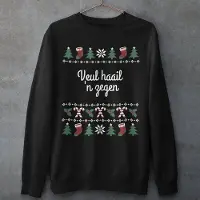 B&C Groningen Kersttrui Zwart Veul Haail 'N Zegen Candy Cane - Maat XXL - Uniseks Fit - Kerstkleding Voor Dames & Heren
