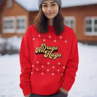 B&C Lekker Waus Foute Kersttrui Rood - Drugs Not Hugs - Maat XL - Kerst Outfit Dames & Heren