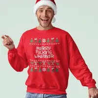 B&C Foute Kersttrui - Kleur Rood - Merry Fucking Whatever - Maat 3XL - Uniseks Pasvorm - Kerstkleding voor Dames & Heren
