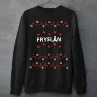 B&C Friese Kersttrui Zwart Fryslân Rendieren - Maat XS - Uniseks Fit - Kerstkleding Voor Dames & Heren