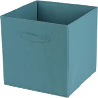 DOCHTMANN Opbergmand/kastmand Square Box - karton/kunststof - 29 liter - petrol blauw - 31 x 31 x 31 cm - Opbergmande