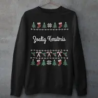 B&C Groningen Kersttrui Zwart Zoalig Kerstmis Candy Cane - Maat 3XL - Uniseks Fit - Kerstkleding Voor Dames & Heren