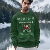 B&C Lekker Waus Foute Kersttrui Groen - Santa Is Coming To Town - Maat S - Kerst Outfit Dames & Heren