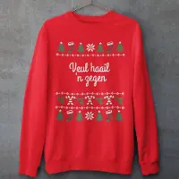 B&C Groningen Kersttrui Rood Veul Haail 'N Zegen Candy Cane - Maat L - Uniseks Fit - Kerstkleding Voor Dames & Heren