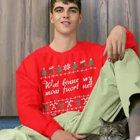 B&C Friese Kersttrui Rood Wat Binne Wy Moai Fuort Net - Maat L - Uniseks Fit - Kerstkleding Voor Dames & Heren