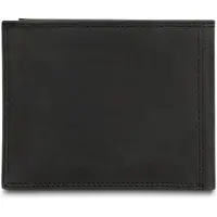 Cotton Belt Herenzak Portemonnee, echt leer, zwart, slank design, zonder sluiting, 12x10 cm