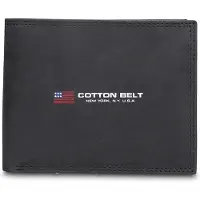 Cotton Belt Herenzak Portemonnee, echt leer, zwart, slank design, zonder sluiting, 12x10 cm