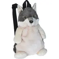 Wild republic Rugzak Wolf Junior 2,7 Liter Pluche Grijs/wit