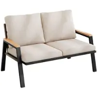 MODFU - 2-Zits Tuinbank - Frame Van Gegalvaniseerd Staal - Industriële Stijl - Voor Balkon Of Terras - Polyester - Grijs