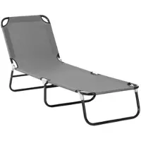 MODFU - Zonnebed - Verstelbare Rugleuning - Opvouwbaar - Stalen Frame - Grijs - 188 X 56 X 28 Cm