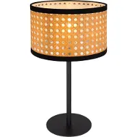 Globo Tafellamp Tafellamp rond bamboelook, woonkamerlamp Bureaulamp Nachtlamp Metaal rond, E14 fitting, H 40 cm