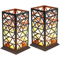 Globo Solar lantaarn brandeffect LED kaars solarlamp buitenlamp, metaal roestgroen, LxBxH 14x14x37 cm, set van 2