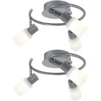 Globo LED zwenkbare plafondlamp Spotrondell glazen albasten woonkamer, mat nikkel chroom, 3x 5W 300Lm warm wit, DxH 28x14,5 cm, set van 2