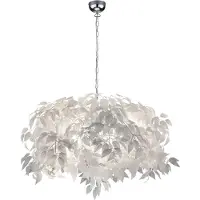RL Hanglamp Hanglamp Bladlamp Eetkamerlamp Woonkamerlamp Slaapkamerlamp wit blad, metaal chroomkleurig, 4 vlammen E14, H 150 cm