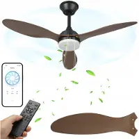 No 2-in-1 LED Plafondventilator Bruin – 106 cm, Met Afstandsbediening & App, Dimbare 3 Kleurtemperaturen, 6 Snelheden – Stille Omkeerbare DC Motor – Geschikt voor Woonkamer, Slaapkamer of Keuken