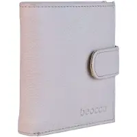 Beocca Aris Leren Portemonnee Dames Heren - Compacte Portefeuille met 8 Kaartsleuven en Muntvak met Rits - Plantaardig Gelooid Leer - 10 x 12 x 2 cm - Beige