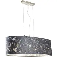 Globo Lighting Hanglamp fluwelen hanglamp eetkamerlamp textiele hanglamp grijs, lichtspel, zilver metallic, 3x E27, LxBxH 65x25x140 cm