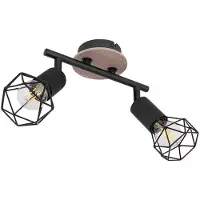 Globo Plafondspot Plafondlamp zwart Woonkamerlamp Wood spot strip 2-lichts verstelbaar, metaal mat, 2x E14, LxBxH 22x10x18 cm