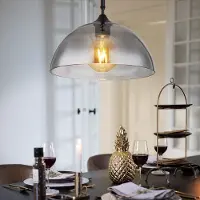 Globo Hanglamp 1-flame glazen kap smoke Eetkamerlamp hangketting Hanglamp, metaal, 1x E27 fitting, DxH 30x120 cm