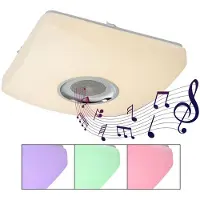 Globo Plafondlamp opaal woonkamerlamp dimbaar nachtlampje, RGB LED afstandsbediening Bluetooth speaker app, 1x LED 18W 1120lm 3000-6000K, LxBxH 37x37x8,5cm