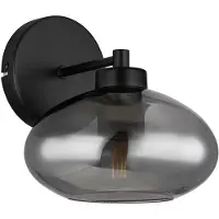 Globo Wandlamp Wandlamp Hallamp Slaapkamerlamp Woonkamerlamp, metaal zwart glas gerookt look, 1x E27 fitting, HxBxD 20x18x22cm