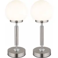 Globo Lighting Tafellamp bedlamp touch dimmer oplaadbare batterij woonkamerlamp LED tafellamp zilver, instelbare lichtkleur, 2,5W 136lm warm wit-koud wit, DxH 11,5 x 28,5 cm, set van 2