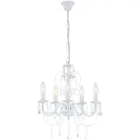 Globo Hanglamp wit kristallen lamp kroonluchter woonkamer licht plafondlamp hanglamp, 5-vlam, 5x E14, DxH 44x129 cm