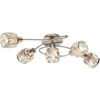 Globo Plafondlamp kristallen lamp woonkamerlamp chroom, mat nikkel, 5x E14 fitting, LxBxH 61,4x36x21 cm