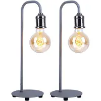 Globo Lighting Tafellamp nikkel-mat bijzetlamp metaal retro tafellamp grijs industrieel, 1x E27 fitting, HxD 43,8x15 cm, set van 2
