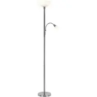 Globo Lighting Staande lamp Staande lamp Zijlamp Plafondlamp Woonkamerlamp, verplaatsbare spot, metaal glas chroom mat nikkel, Flexo, 1x E14, 1x E27, H 178 cm