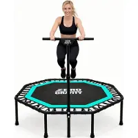 Zero Gravity Fitness-trampoline 135 cm - extra groot springvlak, ideaal voor jumping fitness - stabiele achthoekige indoor-trampoline met handgreep - hoogwaardige bungee-vering - tot 130 kg
