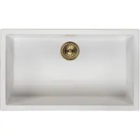 Pure.Sink Keukenwastafel 70x40 cm, wit, onderbouwmodel, met een gouden afwerking van het merk Plug